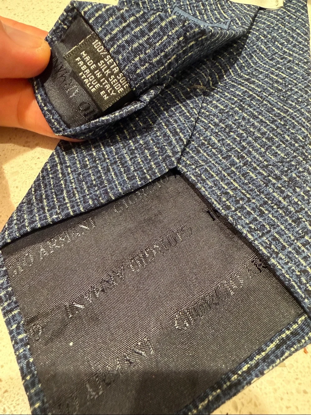 Armani Collezioni Navy Blue Textured Diagonal Weave Silk Tie